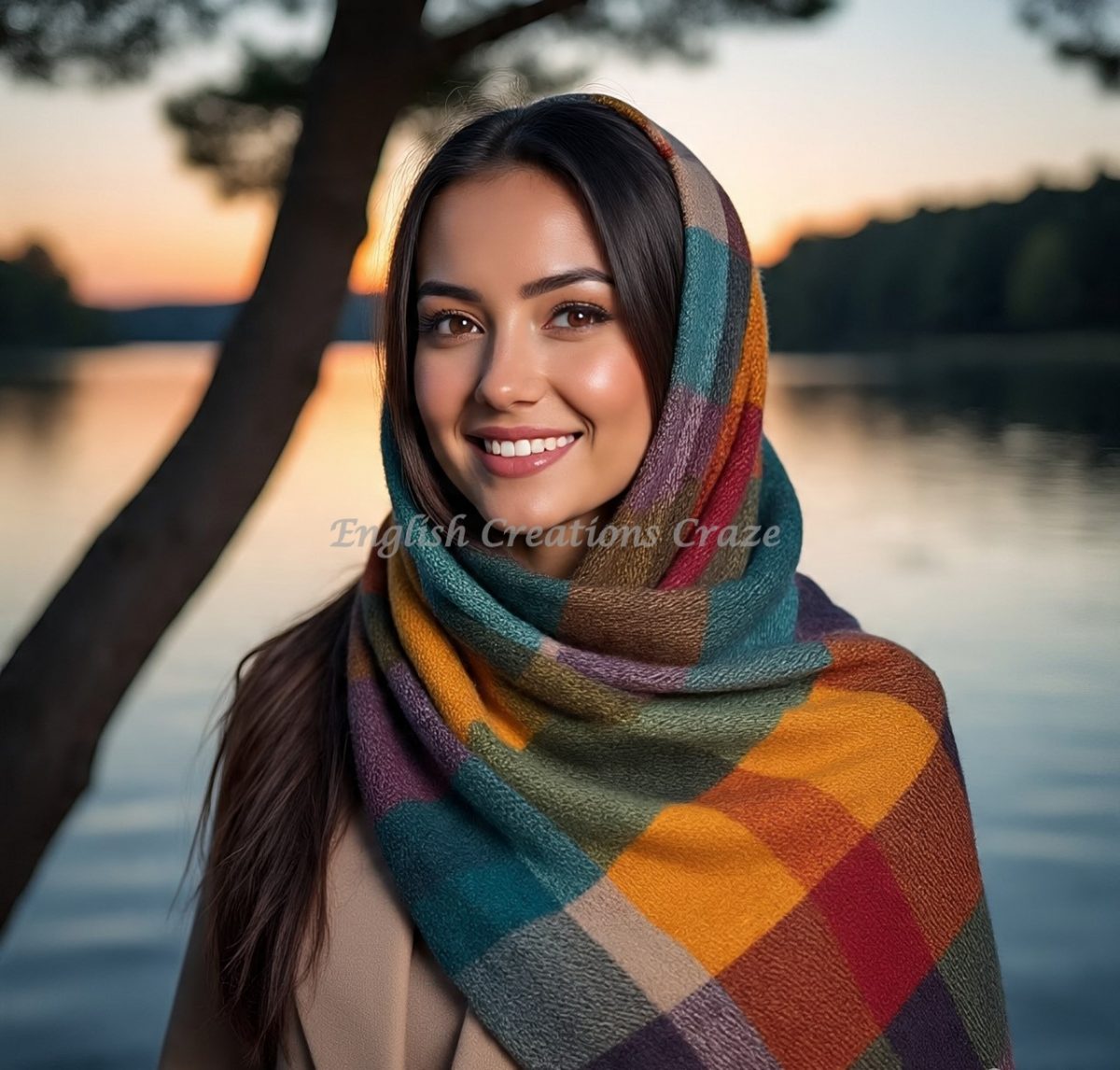 Sciarpa a quadri in mohair